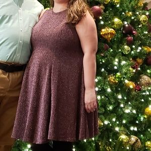 Rose Gold Glitter Fluted Mini Dress